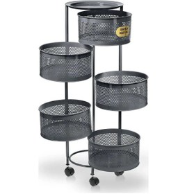 Resim 5 Katlı Antrasit Yana Açılır Tekerlekli Patates Soğan Sepeti Sebzelik 