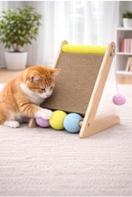 Resim Yıldızan srdshop Pureza Ahşap Gövde Kedi Tırmalama Tahtası| Oyun ve Tırmalama Platformu| Kedi Oyuncağı| Halat 
