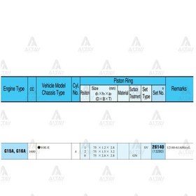 Resim Segman Swıft 92-97 1.6 / Vıtara 1.6 / 92-98 / 75.50mm / G16a-g16b / 0.50 Takım 26140-050 
