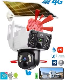 Resim Okam 3915 4g 6mp Dual Lens Güneş Panelli Solar Sirenli Güvenlik Kamerası 