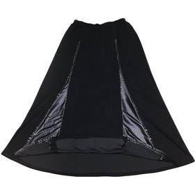 Resim Kadın Beli Lastikli Deri Detaylı Taşlı Penye Etek Siyah 