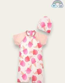 Resim My Kids Wear Dalgıç Kumaş Gizli Fermuarlı Boneli Karakter Desenli Kız Çocuk Mayo 