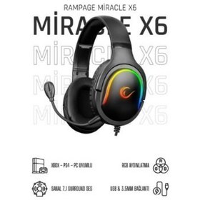 Resim Rampage Miracle-X6 RGB USB Kablolu Kulak Üstü Oyuncu Kulaklığı Teşhir 