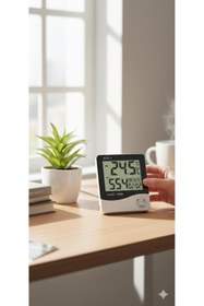 Resim TeknoEser Akıllı Dijital Oda Termometresi - Nem Ölçer Higrometre - Geniş LCD Ekranlı Isı Ölçer Saat 