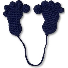 Resim Uretti - Ahmet 3816 - Amigurumi Örgü Oyuncak El 8 Cm- Mavi 