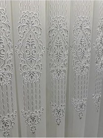 Resim Nivemeshome Pırıltı Gümüş Detaylı 1/3 Sık Pileli Tül Perde Apm,Beyaz 100 X 280 