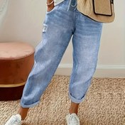 Resim Kadınlar için Yüksek Esneklikte Skinny Kot Pantolon, Elastik Bel Bağcıklı - Açık Mavi Denim Günlük Pantolon, Makinede Yıkanabilir Her Mevsime Uygun Rahat Kesim, Bayan Kotları, Konforlu Moda, Şık İpli Pantolon, Esnek Kumaş, Düz Renk Tasarımı 