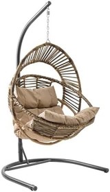 Resim Nobel Tekli Rattan Bahçe Balkon Salıncağı Açık Kahve 