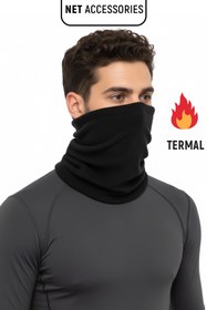 Resim Net Tekstil Siyah Polar Boyunluk ve Siyah Kar Maskesi Seti Pamuklu Unisex 