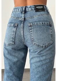 Resim Lacarino 7609 Mom Fıt Kadın Jean Pantolon Blue 