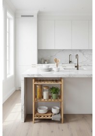 Resim Exent, Dekoratif 3 Raflı Doğal Ahşap Mutfak Dolabı, Kayın Ahşap Çok Amaçlı Raf Karışık Renk 