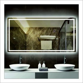 Resim Dnr-Mirror70x90 Cm Günışığı Ledli Tasarım Kumlamalı Banyo Aynası Makyaj Aynası Işıklı Ayna 
