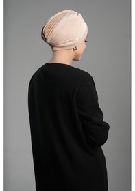 Resim Hürrem Bone Bej Pratik Hazır Geçmeli Tesettür Bone Fukuro Sandy Kumaş Büzgülü 1831 12 Bej 