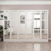Resim Minar Kale Country 6 Kapak Aynalı 2 Çekmece Zincir Dolap - Eskitme Beyaz 
