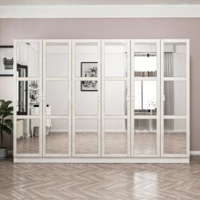 Resim Minar Kale Country 6 Kapak Aynalı 2 Çekmece Zincir Dolap - Eskitme Beyaz 