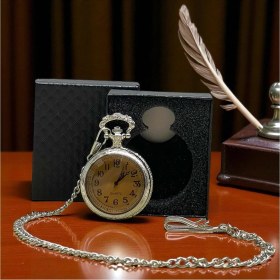 Resim Kuzey Tacı Klasik Özel Kutulu Camlı Gümüş Renk Köstekli Saat Özel Tasarım Vip 