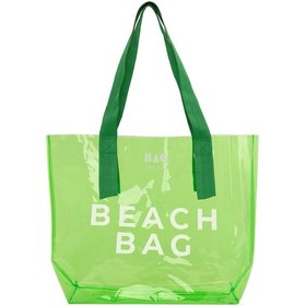 Resim Bagmori Beach Bag Baskılı Şeffaf Plaj Çantası Yeşil 
