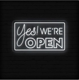 Resim Yes We're Open Yazılı Neon Tabela Beyaz 