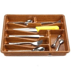 Resim Küçük - Ahşap Renk - 7 Bölmeli Çekmece İçi Kaşıklık 36x32cm 