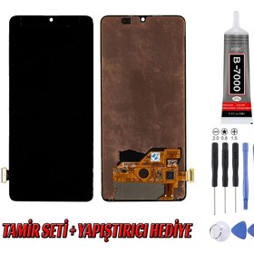 Resim Genos Samsung A415 A41 Lcd Ekran Çıtasız Siyah Montaj Kiti Hediye 