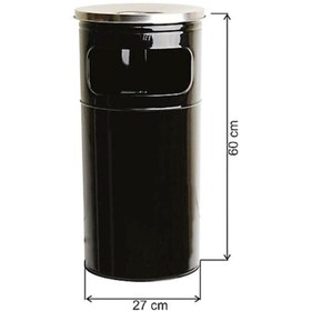 Resim KG-GOLDPAPER Siyah Renk 1105 Kolon Küllük 34 Litre Paslanmaz Metal Üzeri Elektrostatik Toz Boyalı 5 No 