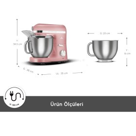 Resim Karaca Mastermaid Chef Pro Çift Kollu Stand Mikser Pearly Pink 1750W 
