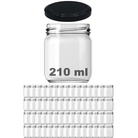 Resim Afracam 210 Ml Metal Kapaklı Şeffaf Cam Kavanoz 60 Adet Siyah 