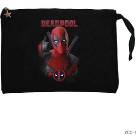 Resim Deadpool Siyah Clutch Astarlı Cüzdan / El Çantası - Siyah 