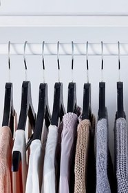 Resim Bumerang Elbise Giysi Askısı Siyah Askı 8'li Paket 