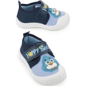 Resim Gezer Yazlık Erkek Bebe Çocuk Keten Cırt Cırtlı Ayarlanabilir Ayakkabı Mavi 