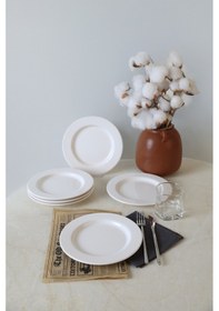 Resim Keramika Beyaz Assos Pasta Tabağı 22 Cm 6 Adet 006 Beyaz 
