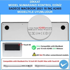 Resim Apple Uyumlu MacBook Pro 16 inç 2021 M1 Pro/Max A2485 Kılıf Sert Parlak Üst ve Alt Koruma Kapağı 