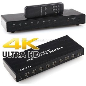 Resim Dark 4K Ve 3D Özellikli 8 Giriş 1 Çıkış Uzaktan Kumandalı Hdmı Sw 