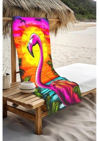 Resim Dijital Baskı Plaj Deniz Havlusu Flamingo Desenli Peştamal Hvl0131 Renkli 