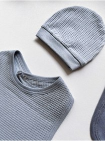 Resim GizaKids %100 Pamuk Bebek Penye Şapka Önlük 4 Parça Set | Kız Erkek Unisex 