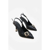 Resim Kadın Tokalı Sivri Burun Arkası Açık Bantlı Topuklu Stiletto Eldora 