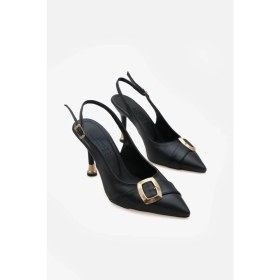 Resim Kadın Tokalı Sivri Burun Arkası Açık Bantlı Topuklu Stiletto Eldora 