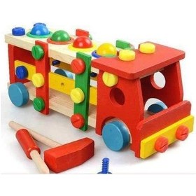 Resim Ahşap Oyuncak Ahşap Çekiç Vurmalı Yap Boz Kamyon Sök Tak Çak Çak 