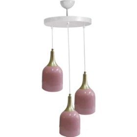 Resim Modavize Reina Modern Metal Pembe Sarkıt Üçlü Avize Genç Çocuk Odası Avizesi 