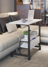 Resim DEHALİMİTED 80x40 Yükseklik Ayarlı Raflı Kilitli Tekerlekli Taşınabilir Laptop Sehpası Ve Çalışma Masası 