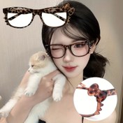 Resim 1 Adet Retro Leopar ve Çiçekli Fiyonklu Gözlük Çerçevesi - Günlük Stil için Hafif Moda Gözlüğü, Kedi-Göz Tasarımıyla Dekoratif Fiyonk Aksanlı, Trend Görünüşler İçin Mükemmel 