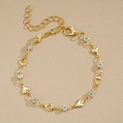 Resim 1 Adet Şık Alaşım Kalp Bileklik, Taşlı Ayrıntılarla, Günlük Kullanım Moda Takısı Sevgililer Günü İçin, Her Mevsim Aksesuar, Çok Yönlü Bileklik|Şık Bileklik|Taş Süslemeler, Aşk Bilezikleri 