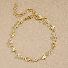 Resim 1 Adet Şık Alaşım Kalp Bileklik, Taşlı Ayrıntılarla, Günlük Kullanım Moda Takısı Sevgililer Günü İçin, Her Mevsim Aksesuar, Çok Yönlü Bileklik|Şık Bileklik|Taş Süslemeler, Aşk Bilezikleri 