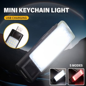 Resim 1 adet Şarj Edilebilir Mini El Feneri, Taşınabilir COB Çalışma Işığı, Anahtarlık Işığı, Kamp Işığı, Taşınması Kolay, 5 Mod, Beyaz Işık ve Kırmızı Işık ile, Dış Mekan, Kamp, Balıkçılık için Uygun, Hediye 
