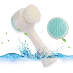 Resim Çift Taraflı 3D Masaj Yüz Temizleme Fırçası 