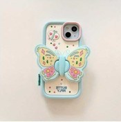 Resim Trendooze Avrupa Amerikan Tarzı Tatlı Kız Çocuk Kartopu 3b Kelebek Apple Iphone 15 Pro Mavi Kılıf 