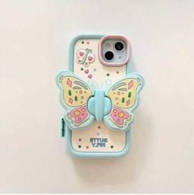 Resim Trendooze Avrupa Amerikan Tarzı Tatlı Kız Çocuk Kartopu 3b Kelebek Apple Iphone 15 Pro Mavi Kılıf 