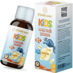 Resim Zühre Ana Kids Çocuklar için - Omega 3 Balık Yağı Şurubu Vitamin Katkılı ve Portakallı 150 ML 
