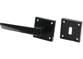 Resim 4 Takım Pratik Prizma Oda Siyah Rozetli Kapı Kolu 10cmx8cm 