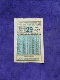 Resim 29 Mart 2002 Takvim Yaprağı - Nostalji Koleksiyonluk Takvim Yaprağı A 